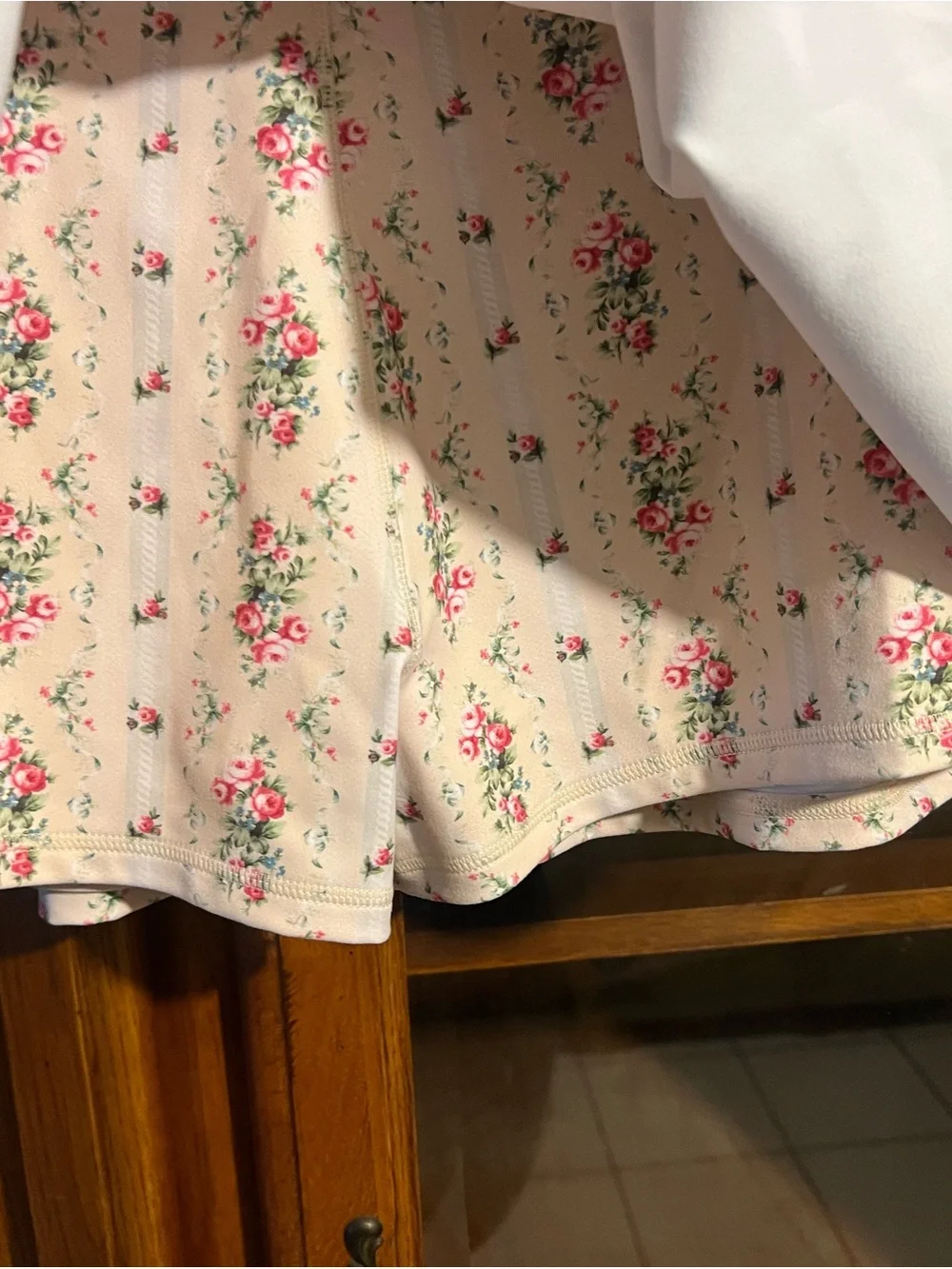 LoveShackFancy Pink Floral Print on Cream Tennis Skort